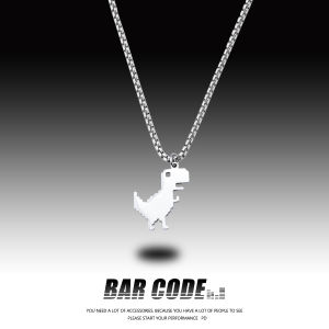 สไตล์ฮิปฮอปสร้อยคอเหล็กไทเทเนียมจี้คู่ อินเทรนด์ สตรีทแวร์ ฮาราจูกุไดโนเสาร์น้อยผู้ชายเครื่องประดับอุปกรณ์เสริม