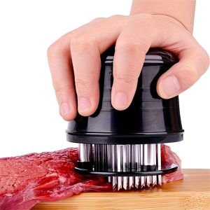 56-tooth High-quality Stainless Steel Meat Tenderizer Tool with a Black Needle-shaped Design Is Perfect for Tenderizing Steaks