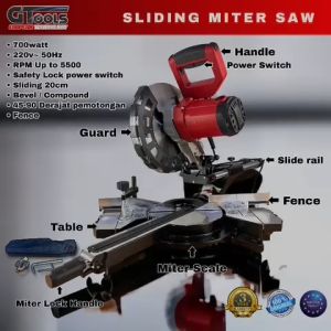 Mitter Saw 10 inch GTOOLS GT75 sliding pemotong aluminium