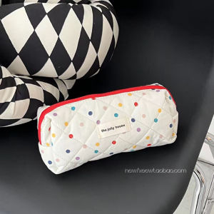 Large Capacity Pencil Case Ins High Aesthetic Value Colorful Polka Dot Quilted Stationery Storage Bag Student Pencil Box Childrens Pencil Box