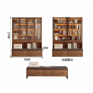 Luxury Retro Style Oak Bookcase with Glass 1 pc