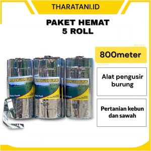 Paket 10 Roll Tali Perak Sawah 800meter - Pita Silver Alat Pengusir Burung Mprit