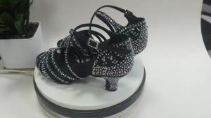 New Latin Dance Shoes Female Hot Diamond Dance Shoes National Standard Cha Dance Shoes Square Dance Sandals 7.5cm Heel