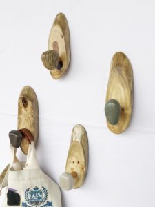 Kunyuan Pebble Creative Solid Wood Hooks Entrance Wall Mounted Coat Hanger Living Room Door Back Hanging Clothes Rack