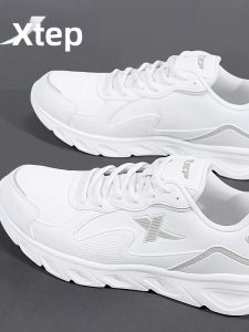 XTEP | Lightweight Shock Absorbing Waterproof Leather White Womens Running Shoes