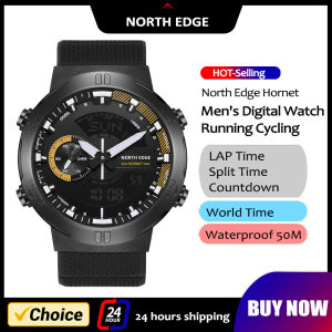 NORTH EDGE Mens Smart Watch World Time Clock Countdown Speed Stopwatch Males Military Army Smartwatches Swimming Waterproof 50m