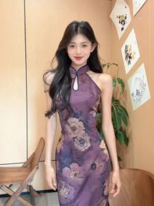 CHANGTONG | Chinese Vintage Style Modified Qipao Slim Fit Dress