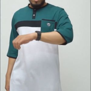 KHOIRUMMAH Koko Kurta Jafar | Koko Polos Dewasa | Kurta Pakistan Lengan 3/4 | Koko Kurta Polos Pria | Cotton Combad 24s | Cream