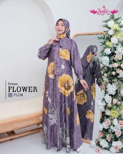 DRESS FLOWER SILK PREMIUM ORY ZAHIN/GAMIS SET HIJAB SEGI EMPAT SILK/GAMIS SILK PREMIUM