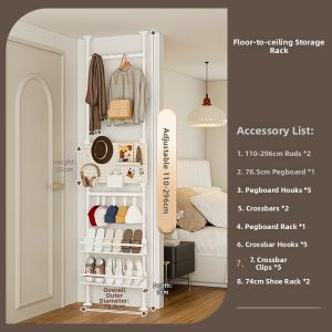 QIANKUOTAI | Top-to-Floor Standing Organizer Coat Rack