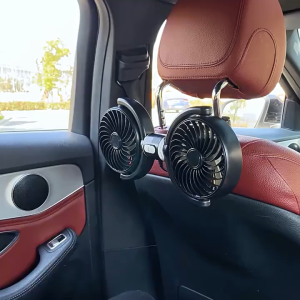 OATSBASF Car Backseat USB Fan Dual-head Headrest Fan 360° Rotatable Vehicle Rearseat Air Circulation Cooling Fans