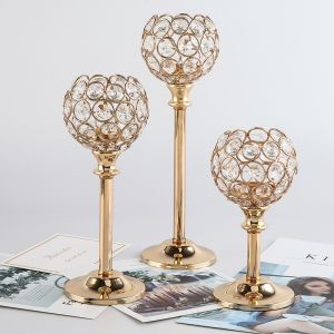 Indahnya Cahaya Lilin Golden Crystal Tea Light & Candelabra 3 IN 1