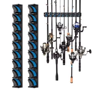 Wall Mounted Fishing Rod Rack Wall-Mounted Fishing Rod Storage Rack Multi-Card Slot Non-Slip Fishing Rod Display Stand