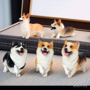 Creative Cute Realistic Corgi Dog Home Decorations Ornaments Car Dashboard Decorations Entrance Way Decor Small Money Attracting Dog