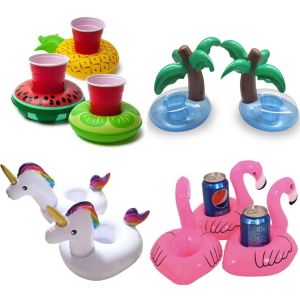 Mini Inflatable Flamingo Swimming Ring Floating Cup Holder Pool Toy for Children Water Park Manual Inflating Other Types