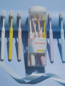 สีฟันเน็ต กระปุก กระปุกสีพาสเทล 10 ด้าม ไม่น่าปลอดภัย กระบวนการจับถนัด รวมเซ็ต สีพาสเทล แปรงขนนูม