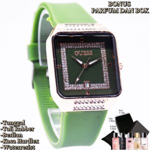 Jam Tangan Wanita Tali Rabber Slikon GS Kekinian Analog Quartz Free Parfum dan Box Bagus