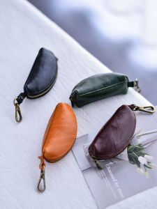 กระเป๋าใส่กุญแจหนังแท้ Mini Compact Simple Versatile Cowhide Coin Purse Car Key Holder Storage Bag for Men And Women
