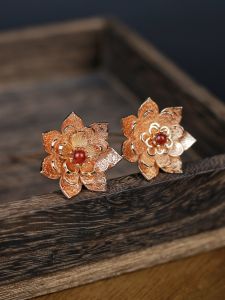 เครื่องประดับผมสไตล์จีนโบราณ ต่างหางม้าสีแดง เครื่องประดับผมสไตล์ฮันฟู่ ต่างหางม้าแบบเล็ก ดอกไม้ประดับผม สไตล์จีนโบราณ