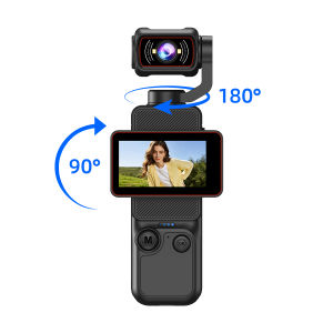Camera Hành Động WIFI 1080P Với Bộ Ổn Định Gimbal Màn Hình Lật 1.97 Inch Xoay 180 Độ ° Camera Thể Thao Kỹ Thuật Số Bỏ Túi Có Ống Kính Xoay