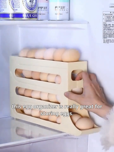 【SG Seller】❤️️Eggs Rolling Storage Box❤️️ Space Saving Dispenser Auto Rolling Organizer Rack Container For Refrigerator