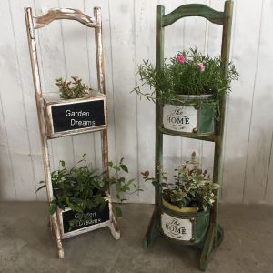 American-Style Country Solid Wood Flower Pot Flower Rack Balcony Outdoor Garden Vegetables Basin Shelf Multi-Layer Succulent Green Dill Flowerpot