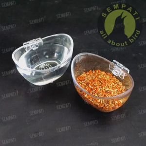 SEMPATI Cepuk Bulan Sabit No 1 Wadah Tempat Makan Minum Pakan Burung Murai Lovebird Pleci Kenari Anti Tumpah Kokoh Kuat Nempel Di Sangkar