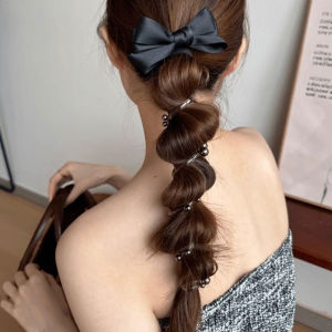 Bowknot Hair Ties Elegant Ponytail Holder Accessories Braided Telephone Wire Hair Ties Pearl Elastic Spiral Hair Bands for Women