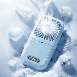 Wekey Portable Handheld Fan | 100-Speed Airflow Adjustment | Tri-Color LED Beauty Mirror | 2000mAh High-Capacity Battery | 180° Foldable Design | USB Charging | Silent Operation | Mini Desktop Fan | Cooling Compress | Phone Stand