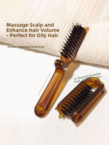HALEXIONG | Portable Folding Bristle Brush For Womens Hair Styling