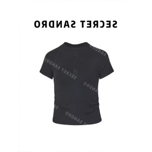 Oajer Flagship Store ผู้หญิง Vintage ฤดูร้อน เรียบง่าย เสื้อยืดไหล่เทพธิดา พรางหุ่น Close Fit ลำลอง แขนสั้น เสื้อท่อนบน