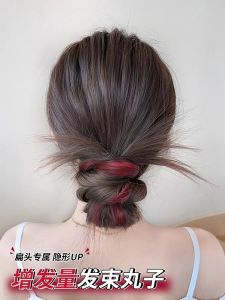 Womens Self-Winding Bun Hairpiece Highlighted Hair Bundles Realistic Low Ponytail Fake Hair Circle Floral Updo Hair Extensions