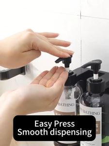 Amber 3-in-1 Shampoo/Conditioner/Bodywash Wall-Mount Dispenser - Anti-Leak Pumps No Drill & Reusable for Bathroom
