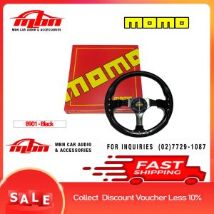 3 spoke Momo Racing Sport Steering Wheel 8901 Silver/Black/Carbon Universal Fit Steering wheel