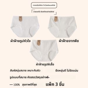 MiiOW | กางเกงชั้นในผ้าฝ้ายแท้สำหรับผู้หญิง กางเกงชั้นในทรงสามเหลี่ยมเอวกลางระบายอากาศได้ดี ป้องกันแบคทีเรีย ผลิตจากผ้าฝ้ายแท้ 100%