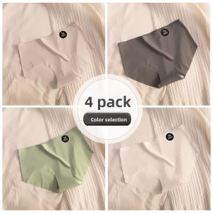 JIAZINI | Seamless Ice Silk Sports Briefs Womens Pure Cotton Antibacterial Summer Thin Triangle Shorts Comfortable Underwear Breathable