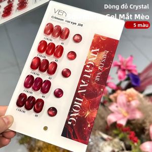 Sơn Móng Tay Gel Mắt Mèo Vendeeni 5 Màu/bộ Màu Đỏ 15ml Bán Vĩnh Cửu Sử Dụng Đèn UV/LED Từ Tính Pha Lê Thân Thiện Với Môi Trường Dành Cho Làm Nail Nghệ Thuật Tự Làm