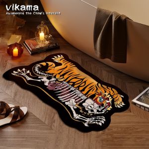 VIKAMA American Tiger Bathroom Floor Mat Toilet Foot Mat Bathroom Absorbent Mat Toilet Toilet Toilet Non-Slip Mat Home Decor