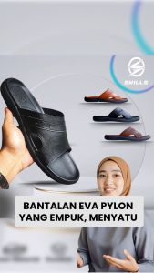 SKILLS Barqun Rigel - Sandal pria selop kulit terbaru empuk rigel