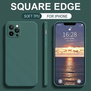 Ốp Lưng Silicon Chống Sốc Thẳng Thời Trang Màu Kẹo Cho iPhone 11 12 13 14 15 16 Pro Max XS Max XR X 6 6S 7 8 Plus SE 2020 Ốp cạnh Vuông