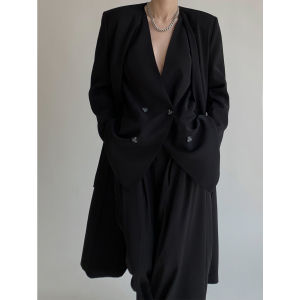 Elegant Neutral Style Three-Piece Suit Set Womens Long Coat Spring Collection High Quality Fashionable Business Casual Wear