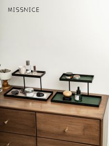 Missnice Desktop Organizer Rack Cosmetic Storage Box Jewelry Stand Perfume Aromatherapy Iron Art Storage Shelf Multi-layer Carbon Steel Enhanced Load