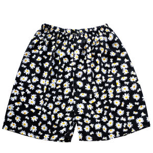 Summer Silk Sleepwear Womens Loose Fit Thin Home Pants Straight Leg Natural Waist Elastic Print Comfortable Breathable