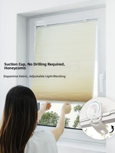 Suction Cup Installation Waterproof and Light Blocking Honeycomb Curtain