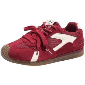 Josiny | Red Vintage Training Shoes Soft Sole Round Toe