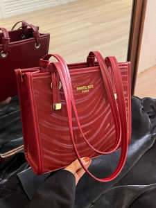 Elegant Large Capacity Red Wedding Bridesmaid Handbag Single Shoulder Bag Womens Fashionable Casual PU Leather Bag