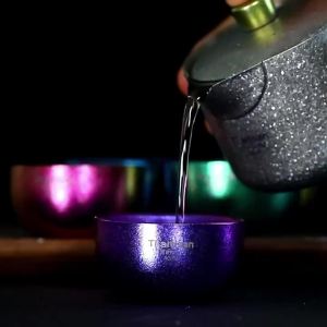Tiartisan | Tiartisan 4pcs Set Titanium 45ML Small Tea Bowl Outdoor Camping Ultralight Portable Double-walled Mini Sake Cup Drinkware