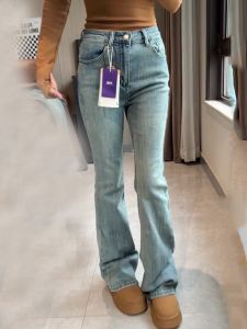 Retro American Blue Bell Bottom Jeans Women High Waist Slim Fit Elastic Denim Pants Spring Summer New Style plus Size Pants