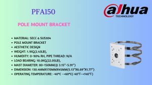 Dahua CCTV Camera Aluminium Pole Mount Bracket Model May Check Accessory Selection in Dahua Website PFA150