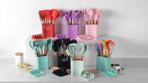 SPATULA SQUARE SILIKON SILICONE SET OF 13 PCS WHITE PUTIH ALAT DAPUR